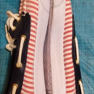 Tommy Hilfiger  Boat shoes striped red on toe and blue on side of shoe